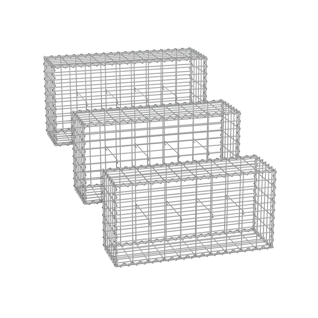 Set van 3 schanskorven – maaswijdte 5 × 10 cm – zilver