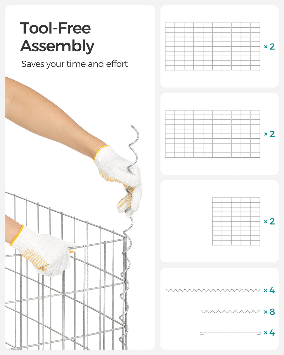 Draadmand – maaswijdte 5 x 10 cm – set van 3 – zilver