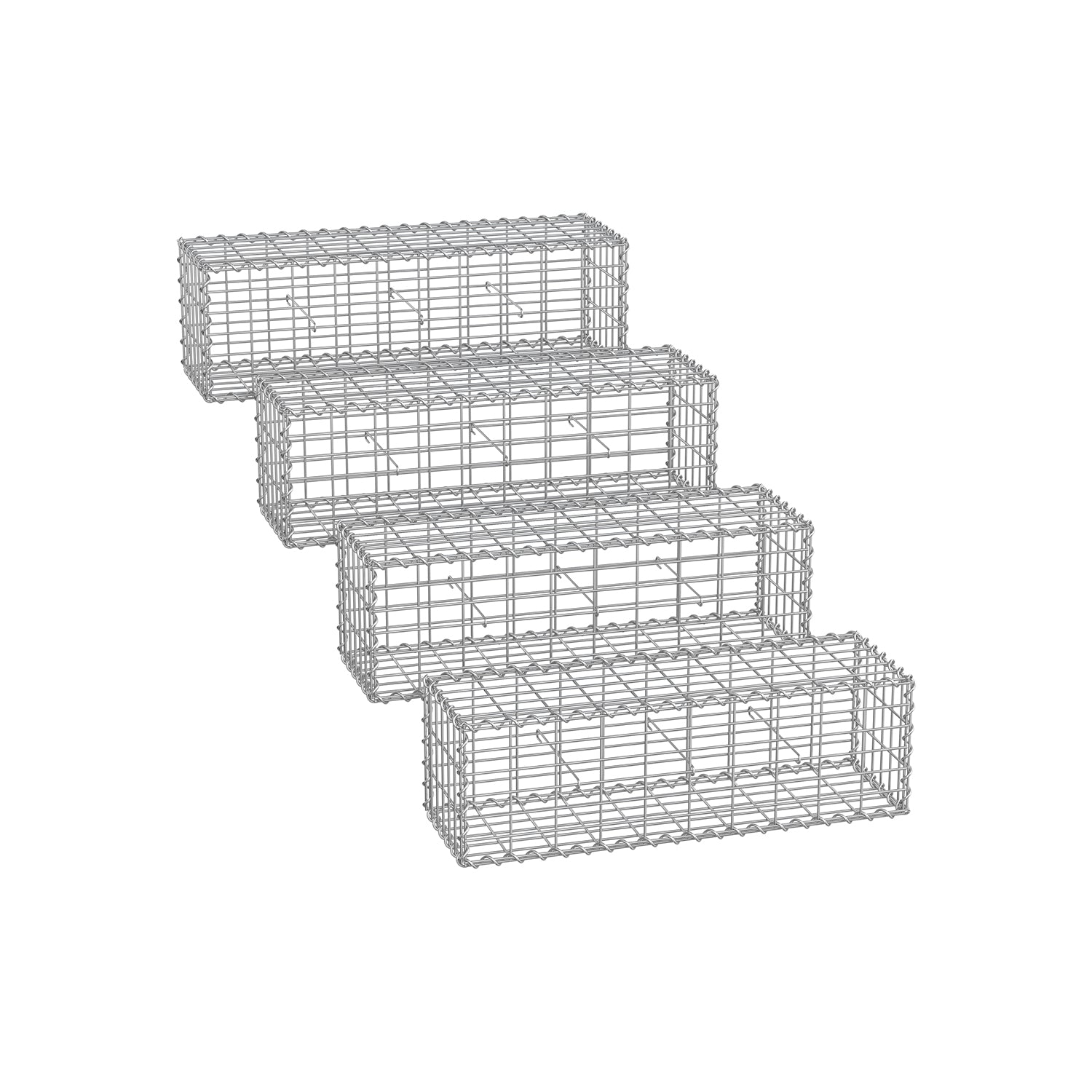 Schanskorven – set van 4 – 5 x 10 cm maaswijdte – zilver