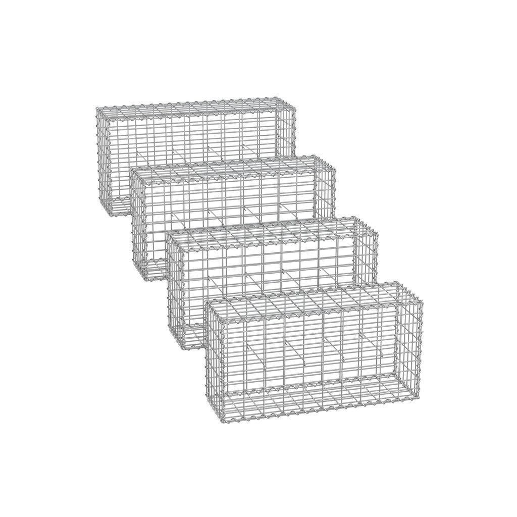 Set van 4 draadmanden – maaswijdte 5 × 10 cm – zilver