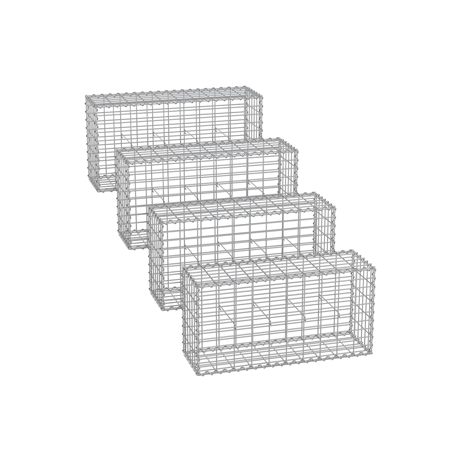Set van 4 draadmanden – maaswijdte 5 × 10 cm – zilver