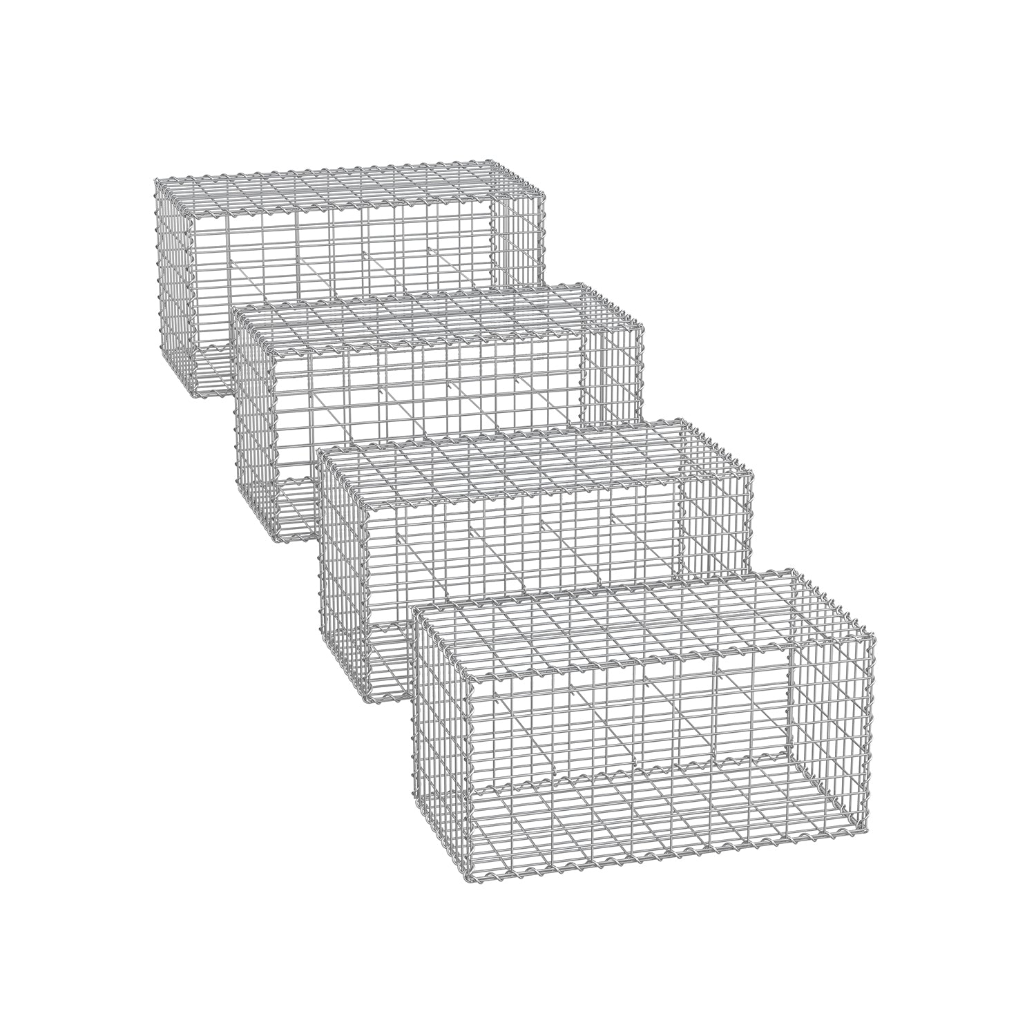 Schanskorven set van 4 – gegalvaniseerd staal – zilver