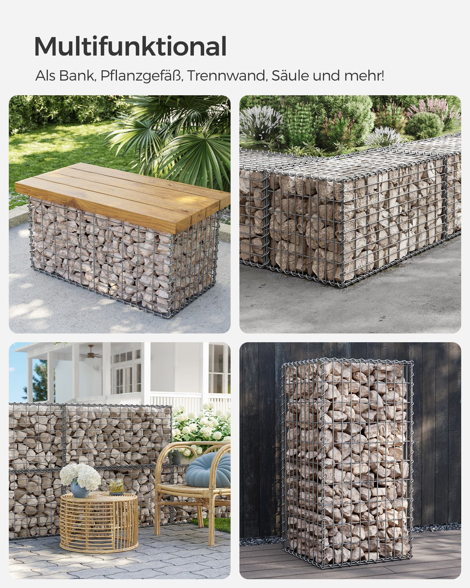 Schanskorven set van 4 – gegalvaniseerd staal – zilver