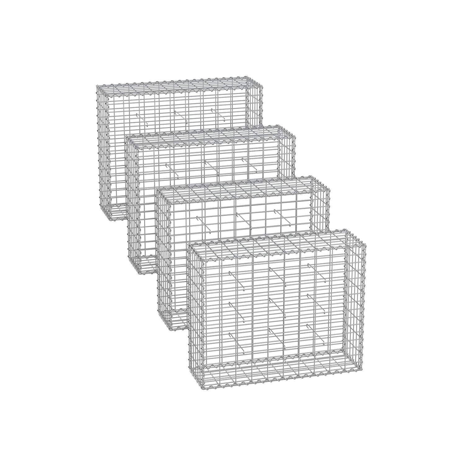 Set van 4 schanskorven – 100 x 80 x 30 cm – zilver