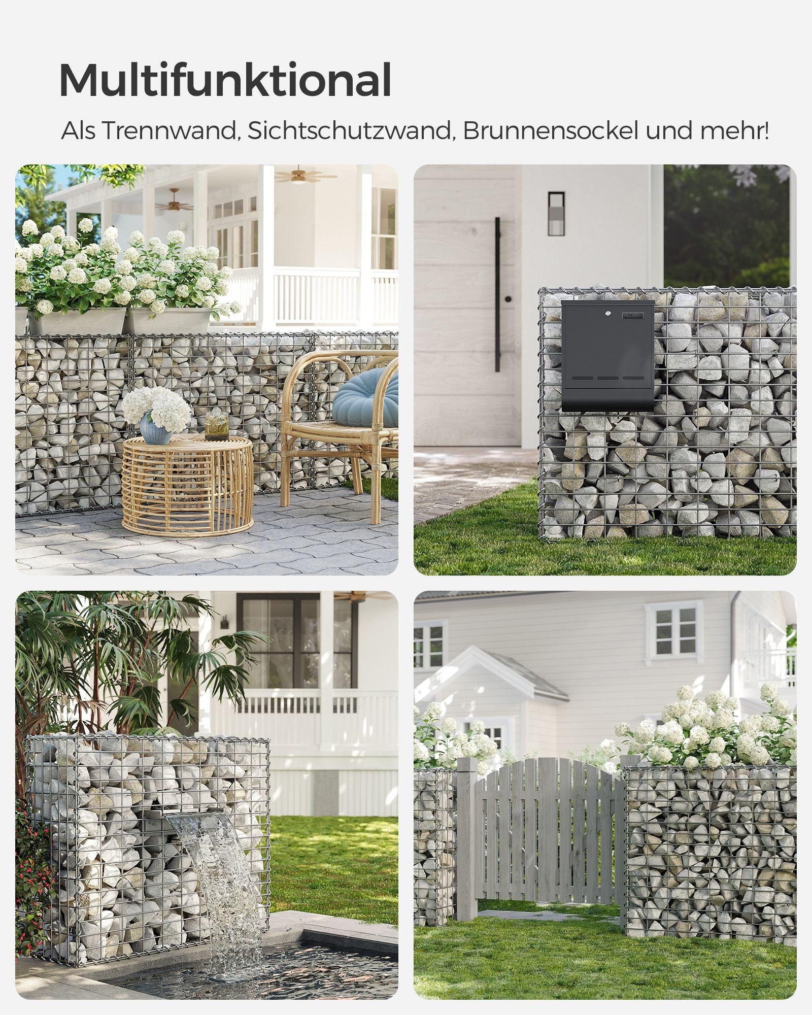 Set van 4 schanskorven – 100 x 80 x 30 cm – zilver
