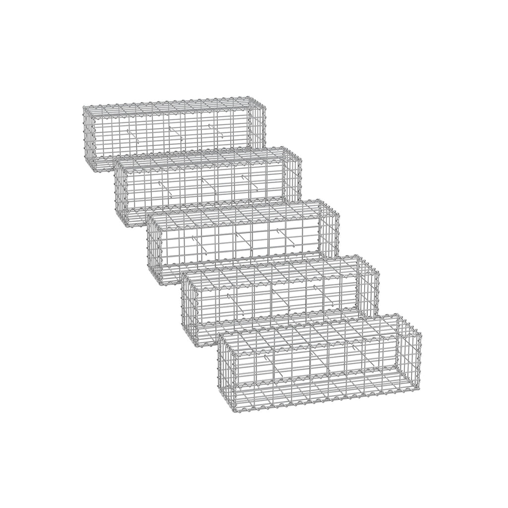 Schanskorven – set van 5 – 5 x 10 cm maaswijdte – zilver