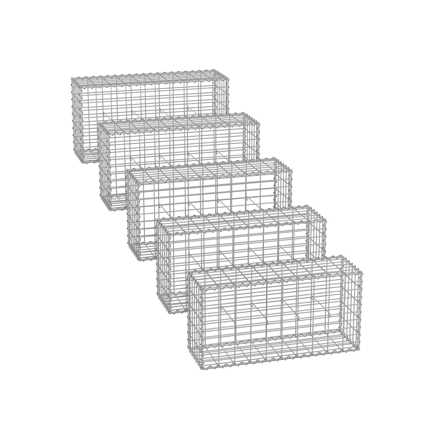 Set van 5 tuindecoratie-afstandhouders – 100 × 30 × 30 cm – zilver