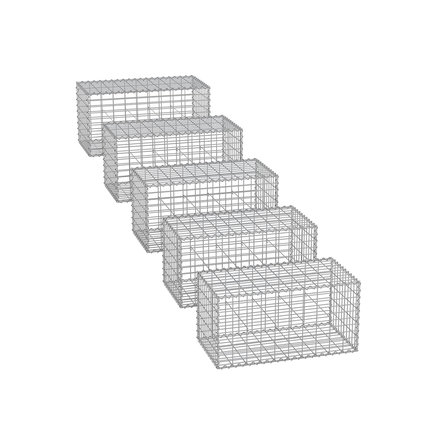 Draadmanden – set van 5 – gegalvaniseerd staal – zilver