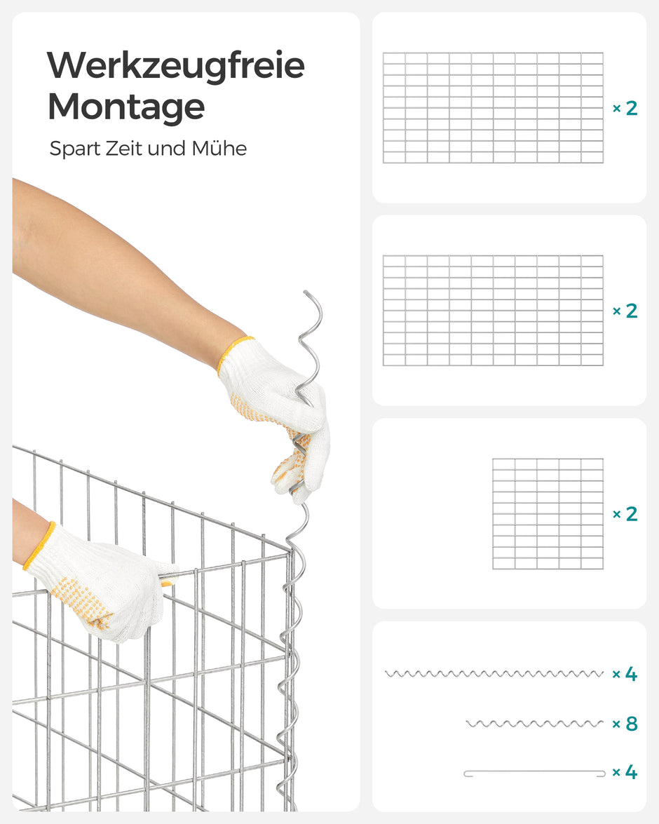 Draadmanden – set van 5 – gegalvaniseerd staal – zilver