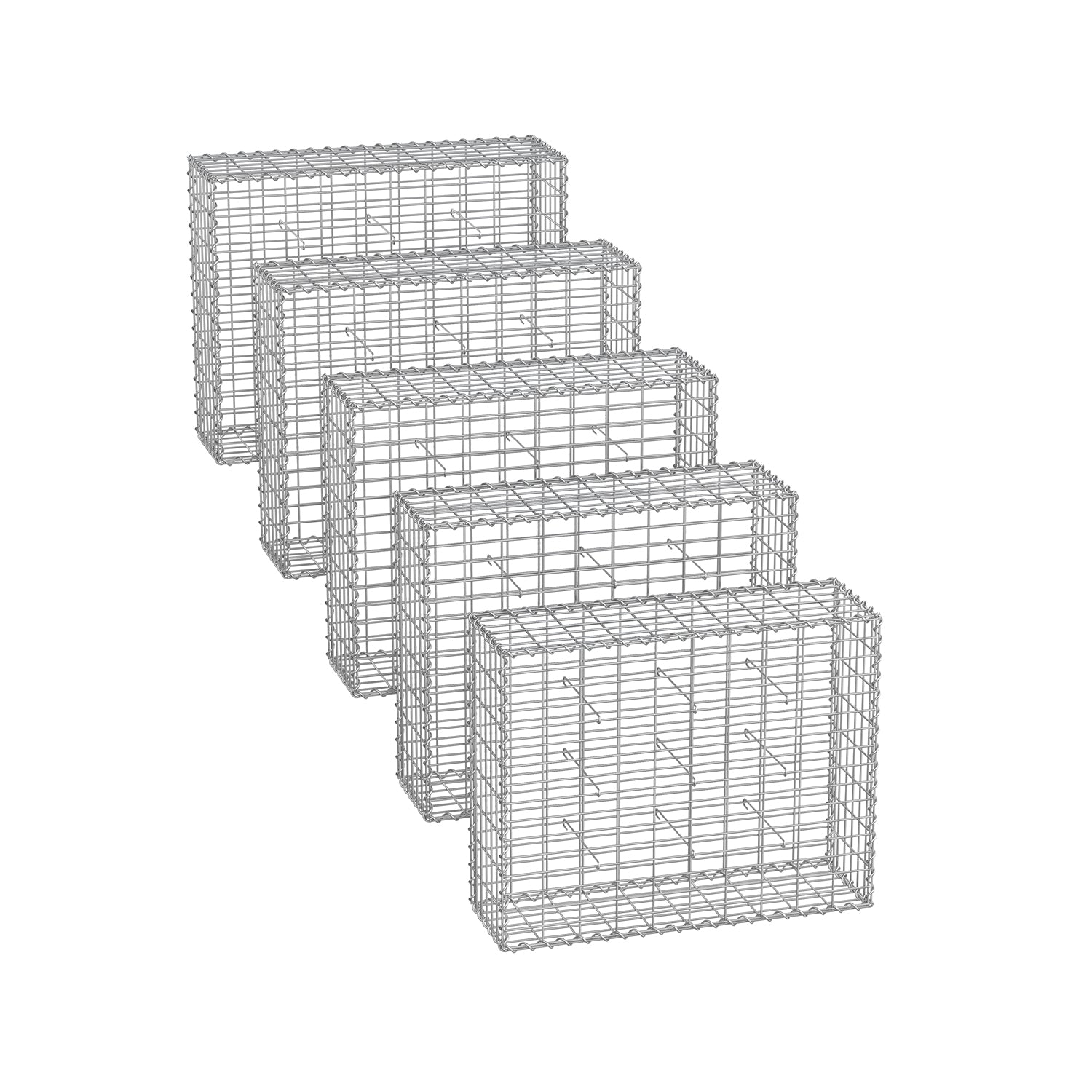Set van 5 schanskorven – 100 x 80 x 30 cm – zilver