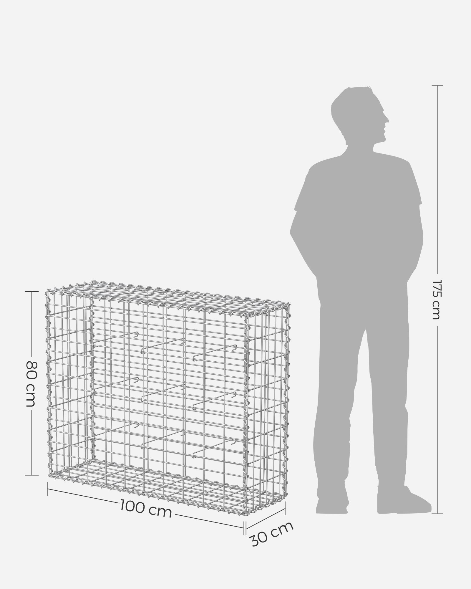 Set van 5 schanskorven – 100 x 80 x 30 cm – zilver