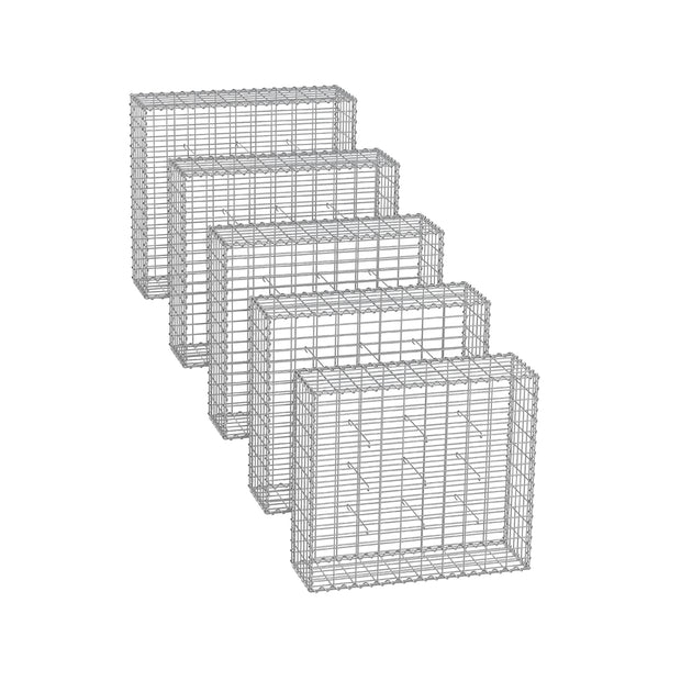 Set van 5 schanskorven – maaswijdte 5 x 10 cm – zilver