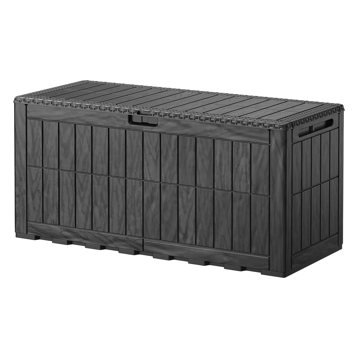 Kussenbox voor Buiten – 270 L – Weerbestendig – Houtlook – Zwart