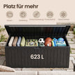 Kussenbox voor Buiten – 623 L – Waterdicht – Hout- en Rotanlook – Zwart