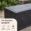 Kussenbox voor Buiten – 623 L – Waterdicht – Hout- en Rotanlook – Zwart