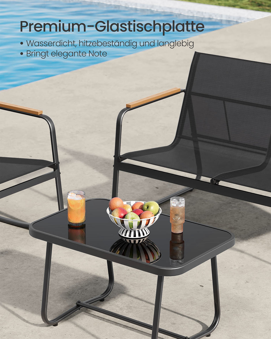 Tuinset – 4-delige Schommelstoel en Bank – Inktzwart