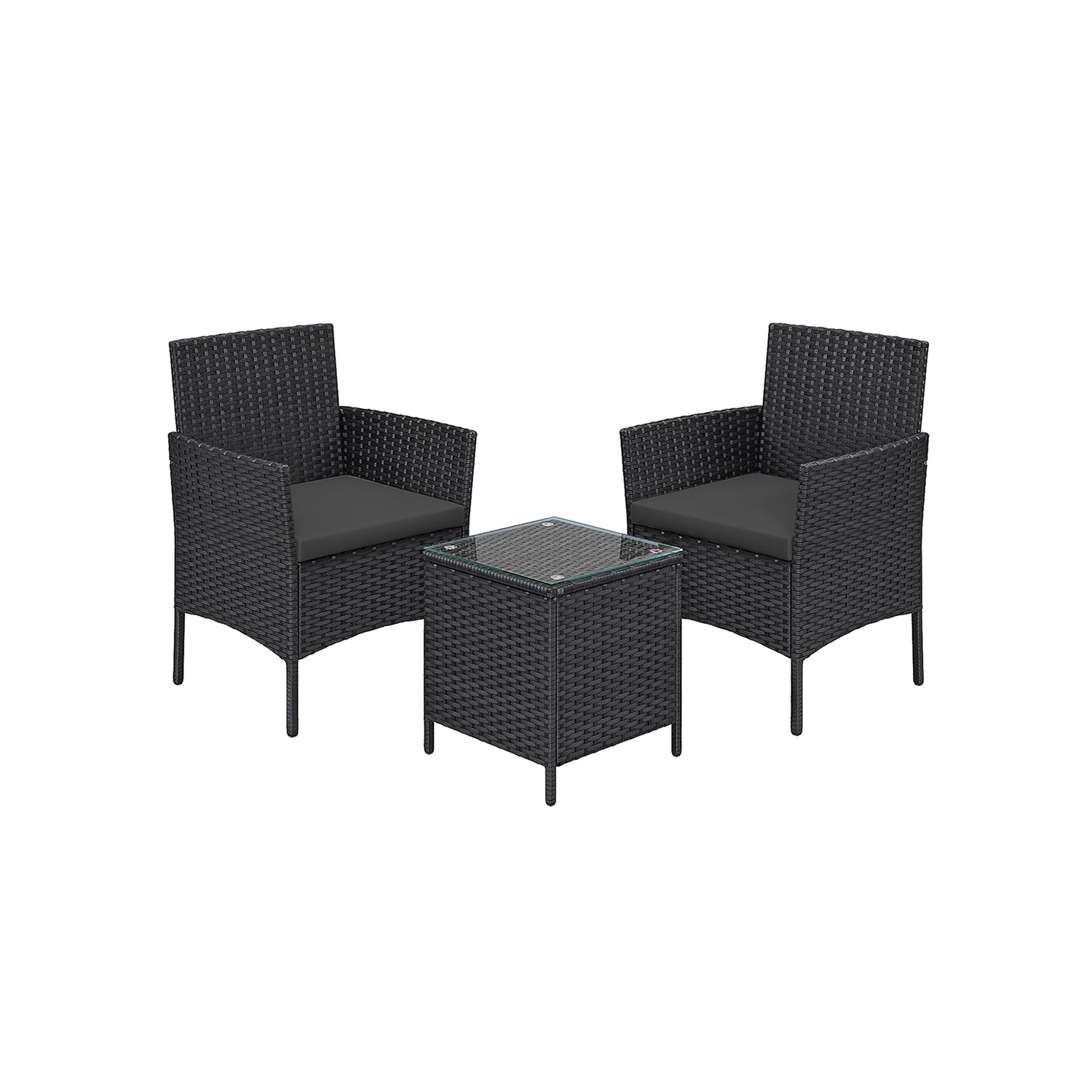 Tuinmeubelset – PE polyrotan – zwart en grijs