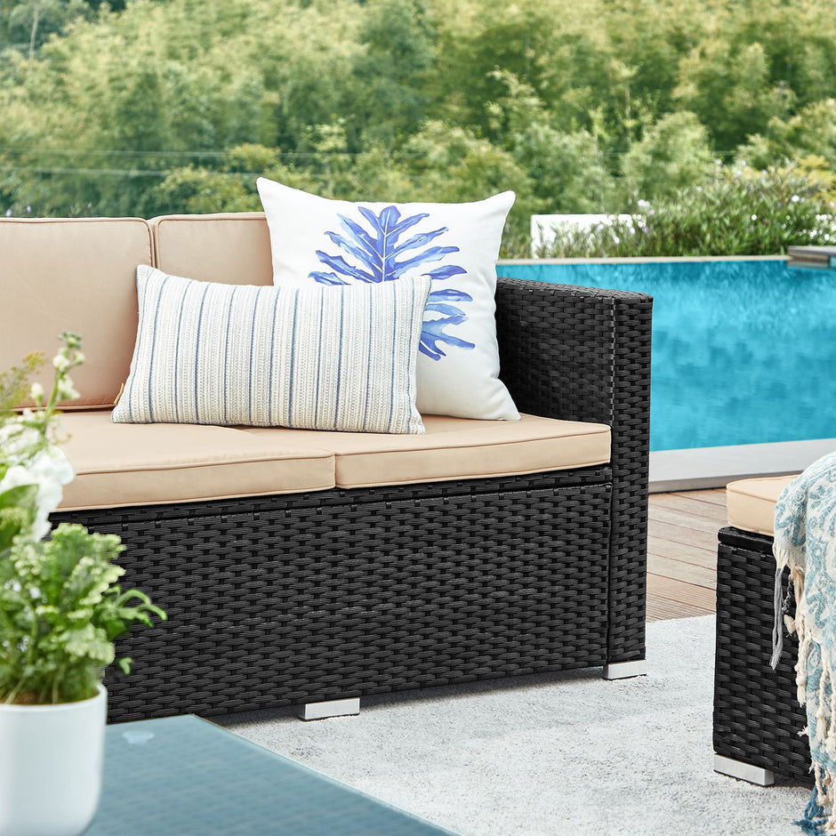 Tuinmeubelset – met kussens – zwart-taupe