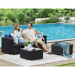 Tuinmeubelset – met kussens en glazen tafel – zwart en grijs