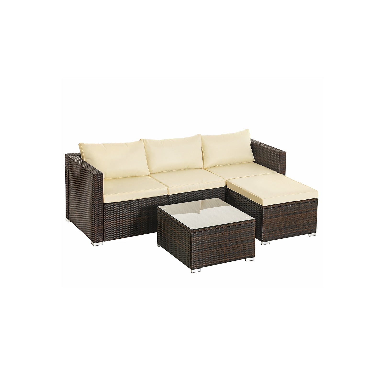 Tuinmeubelset – Luxe lounge met kussens – Bruin/Beige