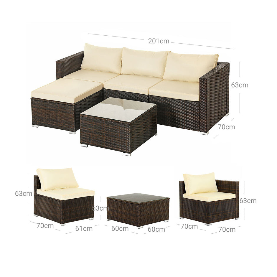 Tuinmeubelset – Luxe lounge met kussens – Bruin/Beige