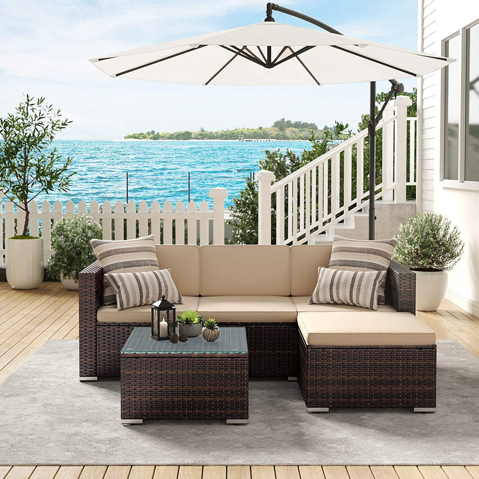 Lounge set – Comfortabele tuinmeubelset – Bruin-taupe