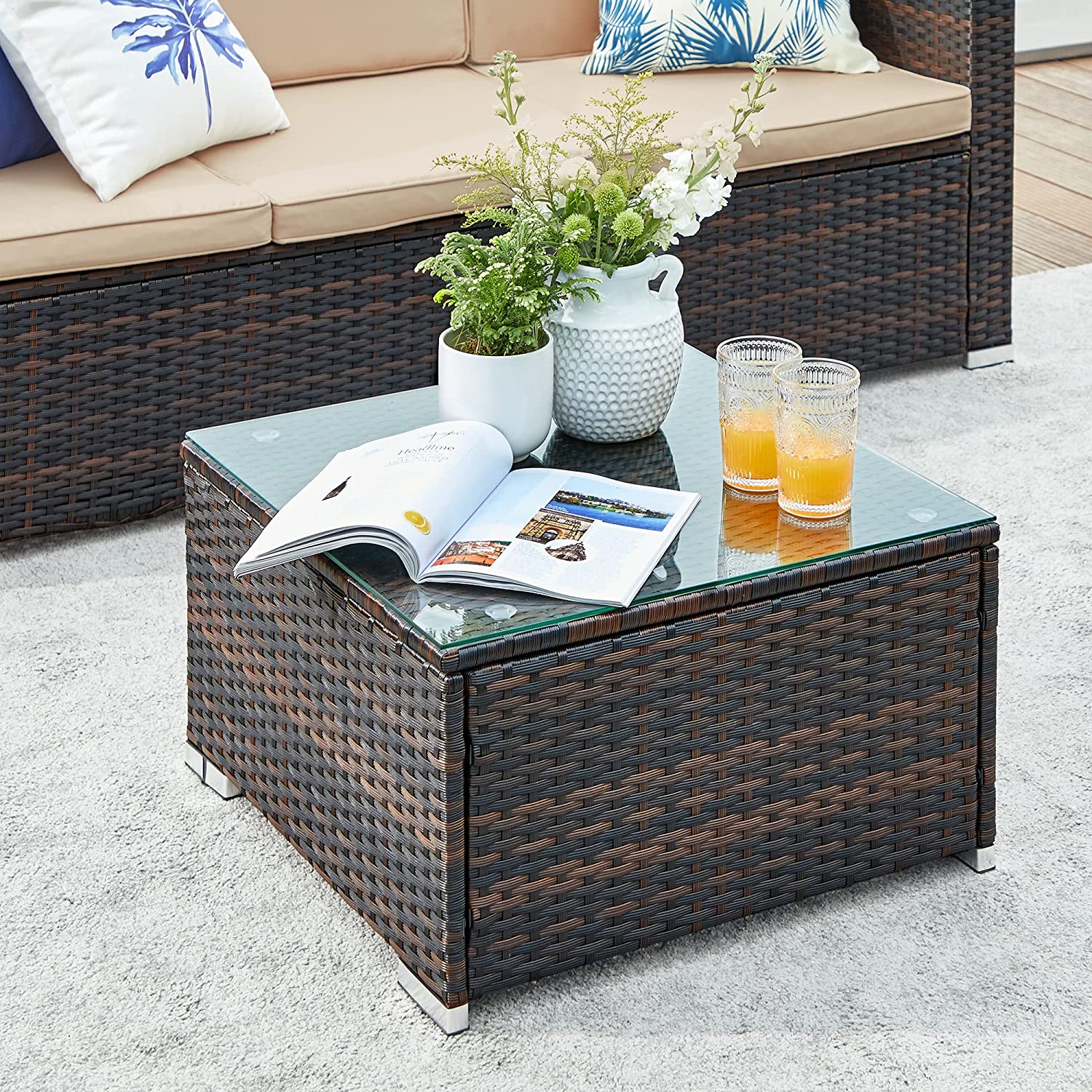 Lounge set – Comfortabele tuinmeubelset – Bruin-taupe
