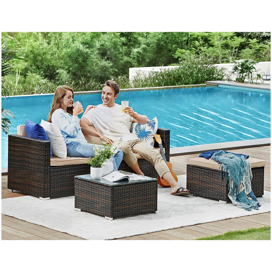 Lounge set – Comfortabele tuinmeubelset – Bruin-taupe