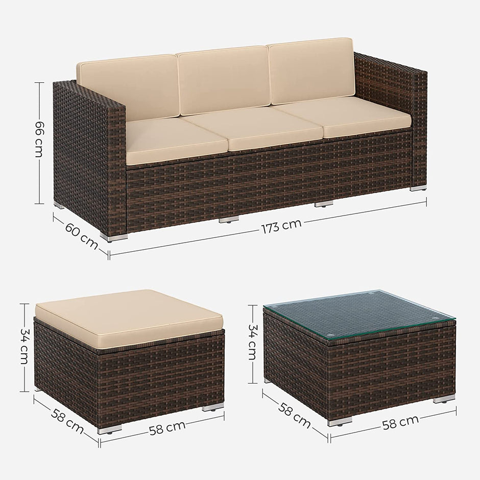 Lounge set – Comfortabele tuinmeubelset – Bruin-taupe