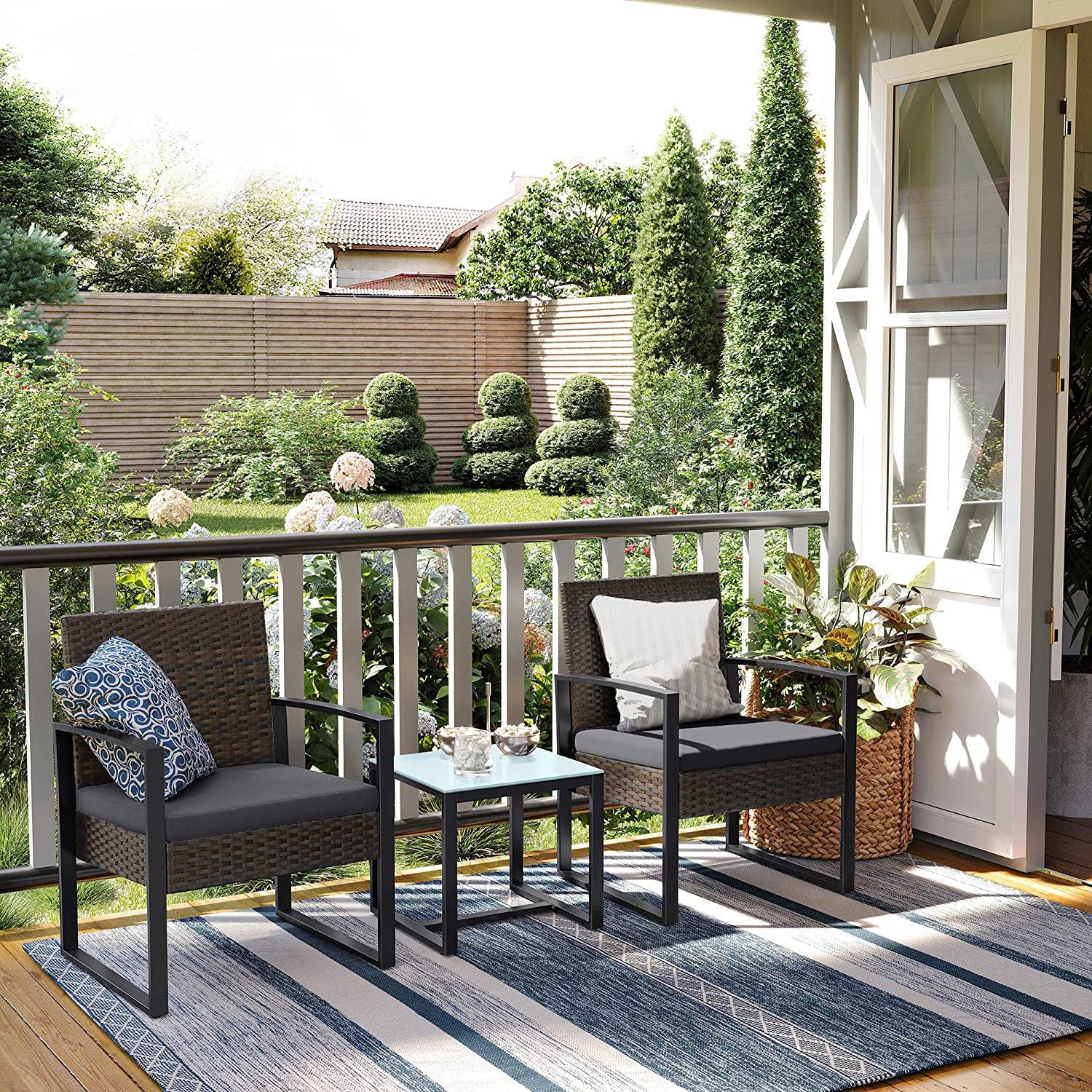 Tuinmeubelset – rotanlook – 3-delig
