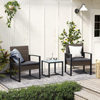 Tuinmeubelset – 3-delig – rotanlook – bruingrijs