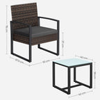 Tuinmeubelset – 3-delig – rotanlook – bruingrijs