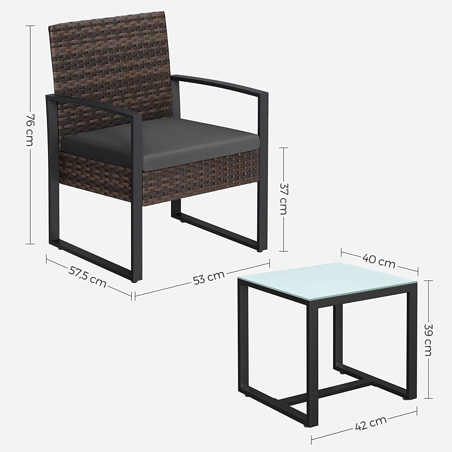 Tuinmeubelset – rotanlook – 3-delig