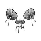 Tuinmeubelset - Balkonmeubilair - Set van 3 - Glazen tafelblad - 2 stoelen - Zwart