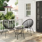 Tuinmeubelset - Balkonmeubilair - Set van 3 - Glazen tafelblad - 2 stoelen - Zwart