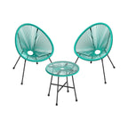 Tuinmeubelset - Balkonmeubilair - Set van 3 - Glazen tafelblad - 2 stoelen - Zwart