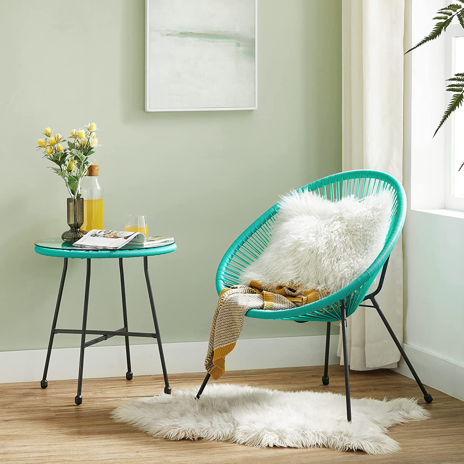 Lounge set – Ergonomisch ontwerp – Set van 3 – Turkoois blauw