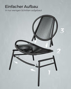 Balkonmeubelset – set van 3 – met tafel en 2 stoelen – inktzwart
