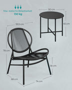 Balkonmeubelset – set van 3 – met tafel en 2 stoelen – inktzwart