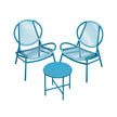 Balkonset - 3-Delig - Polyrattan - Tafel en 2 Stoelen - Zeeblauw