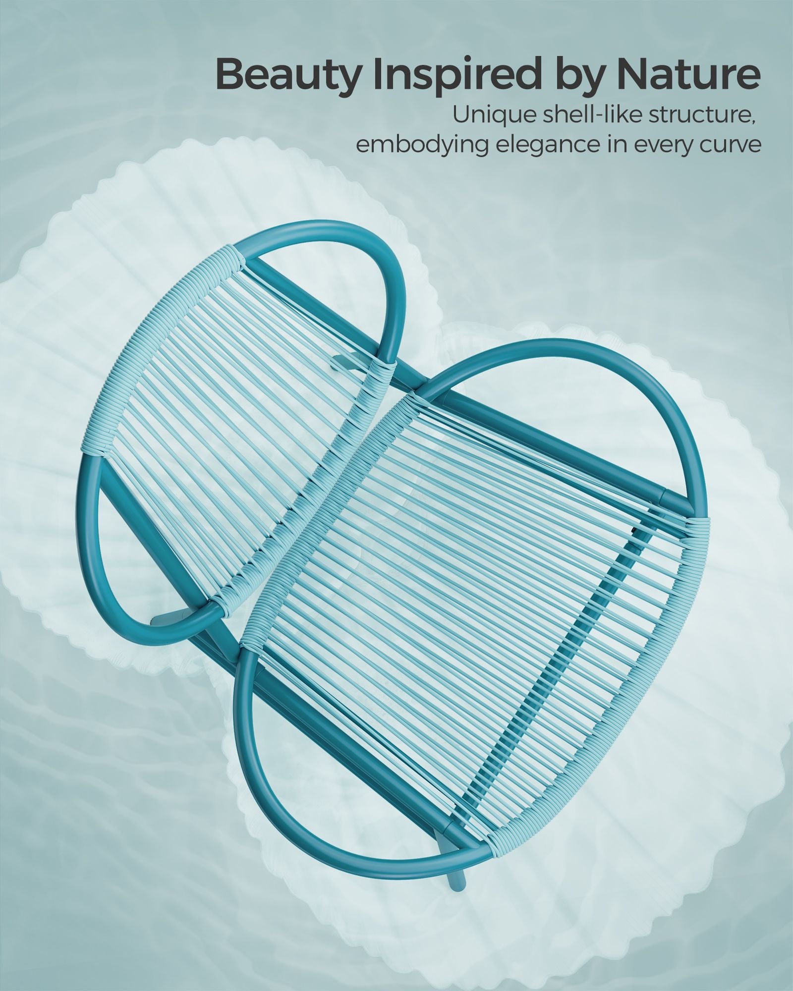 Balkonmeubelset – set van 3 – met tafel en 2 stoelen – zeeblauw