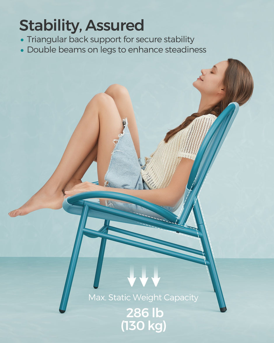 Balkonmeubelset – set van 3 – met tafel en 2 stoelen – zeeblauw