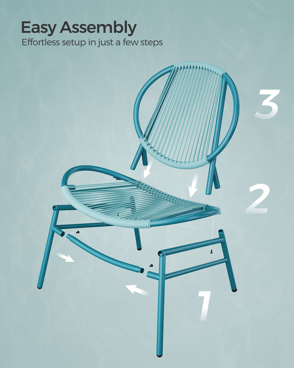 Balkonmeubelset – set van 3 – met tafel en 2 stoelen – zeeblauw