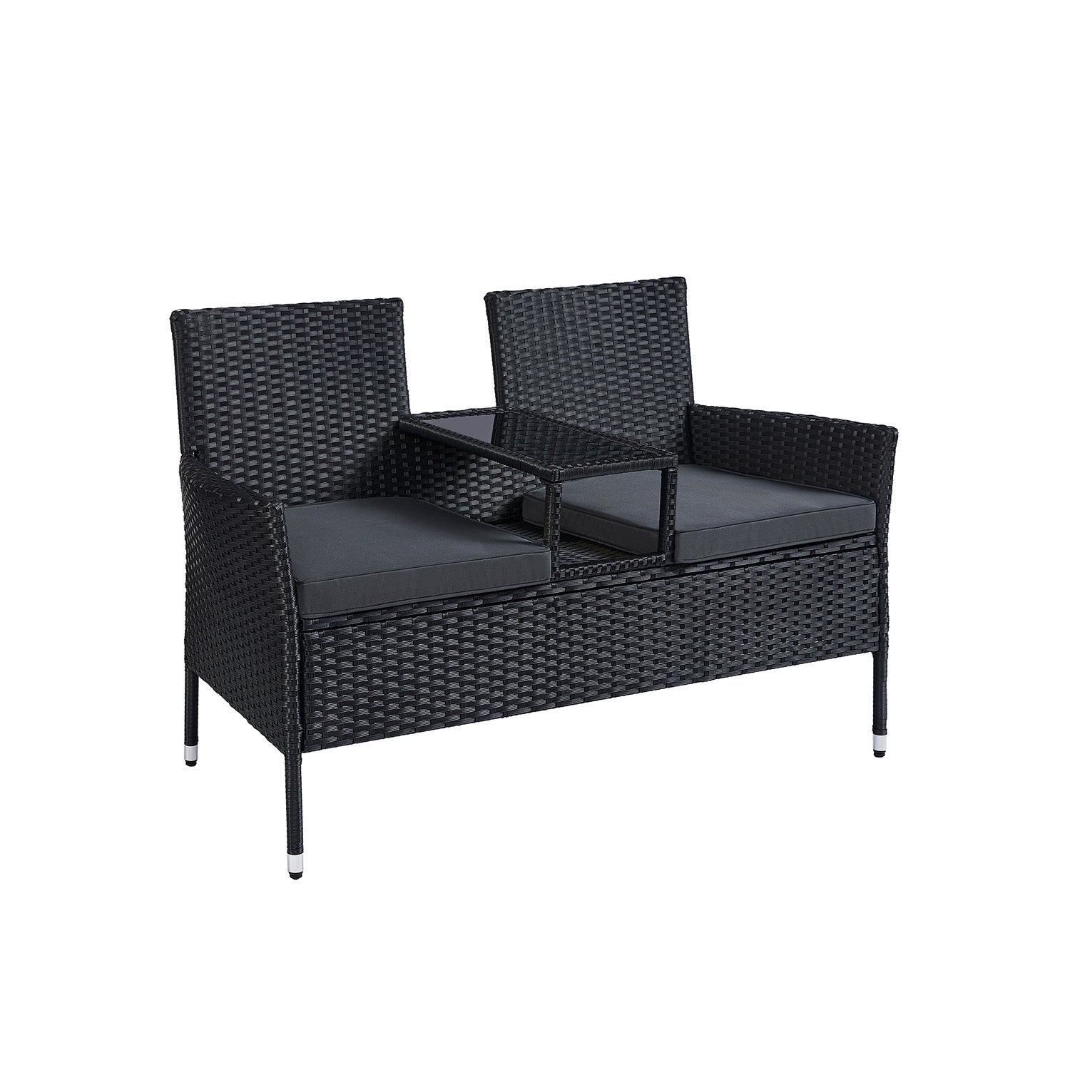 Balkonmeubel – weerbestendig – zwart-donkergrijs