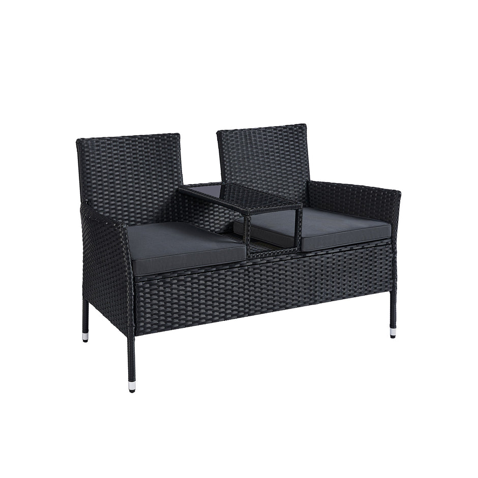 Balkonmeubel – weerbestendig – zwart-donkergrijs