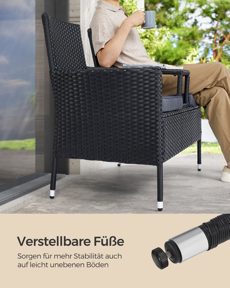 Balkonmeubel – weerbestendig – zwart-donkergrijs