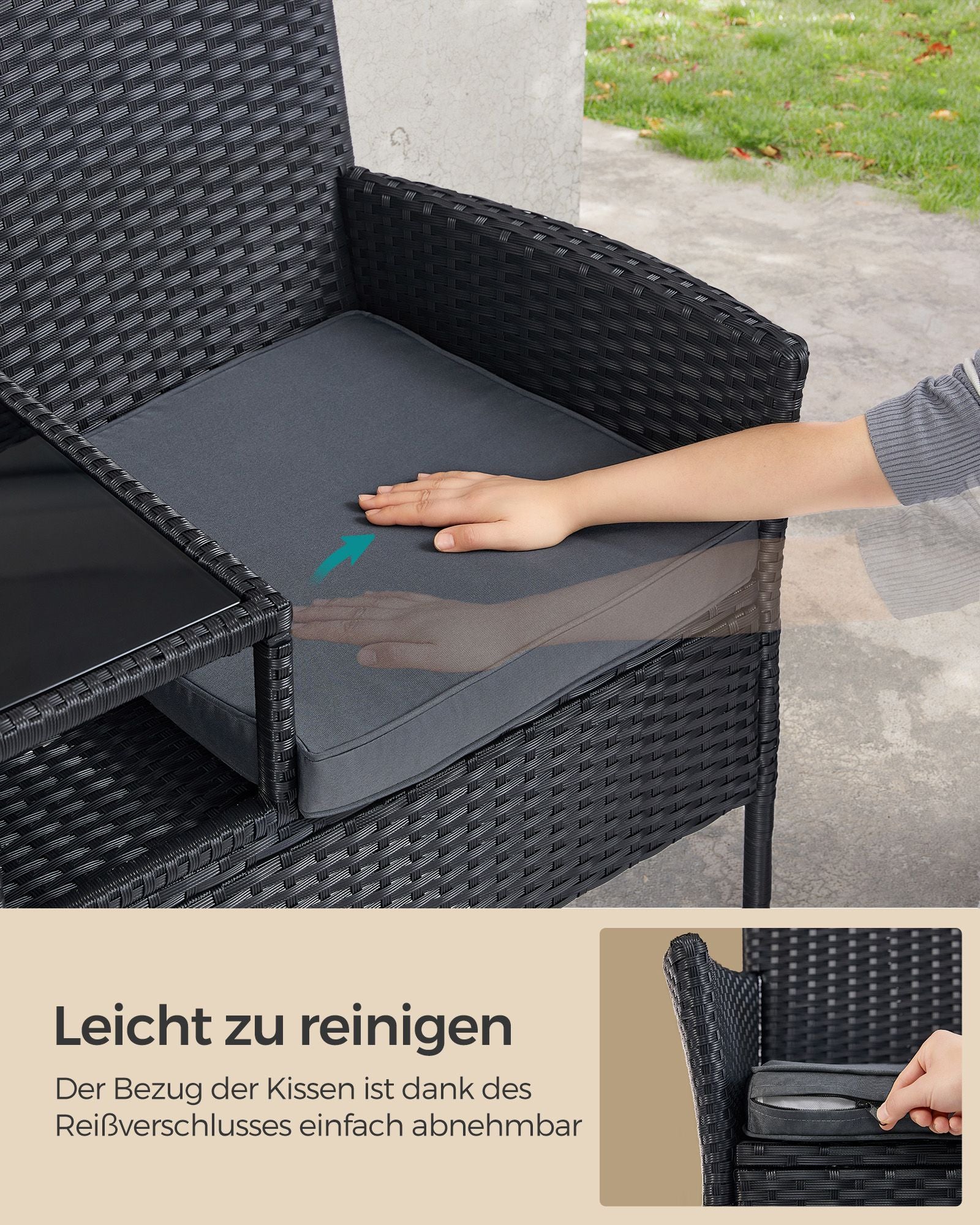 Balkonmeubel – weerbestendig – zwart-donkergrijs