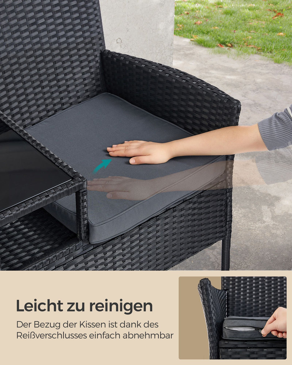 Balkonmeubel – weerbestendig – zwart-donkergrijs