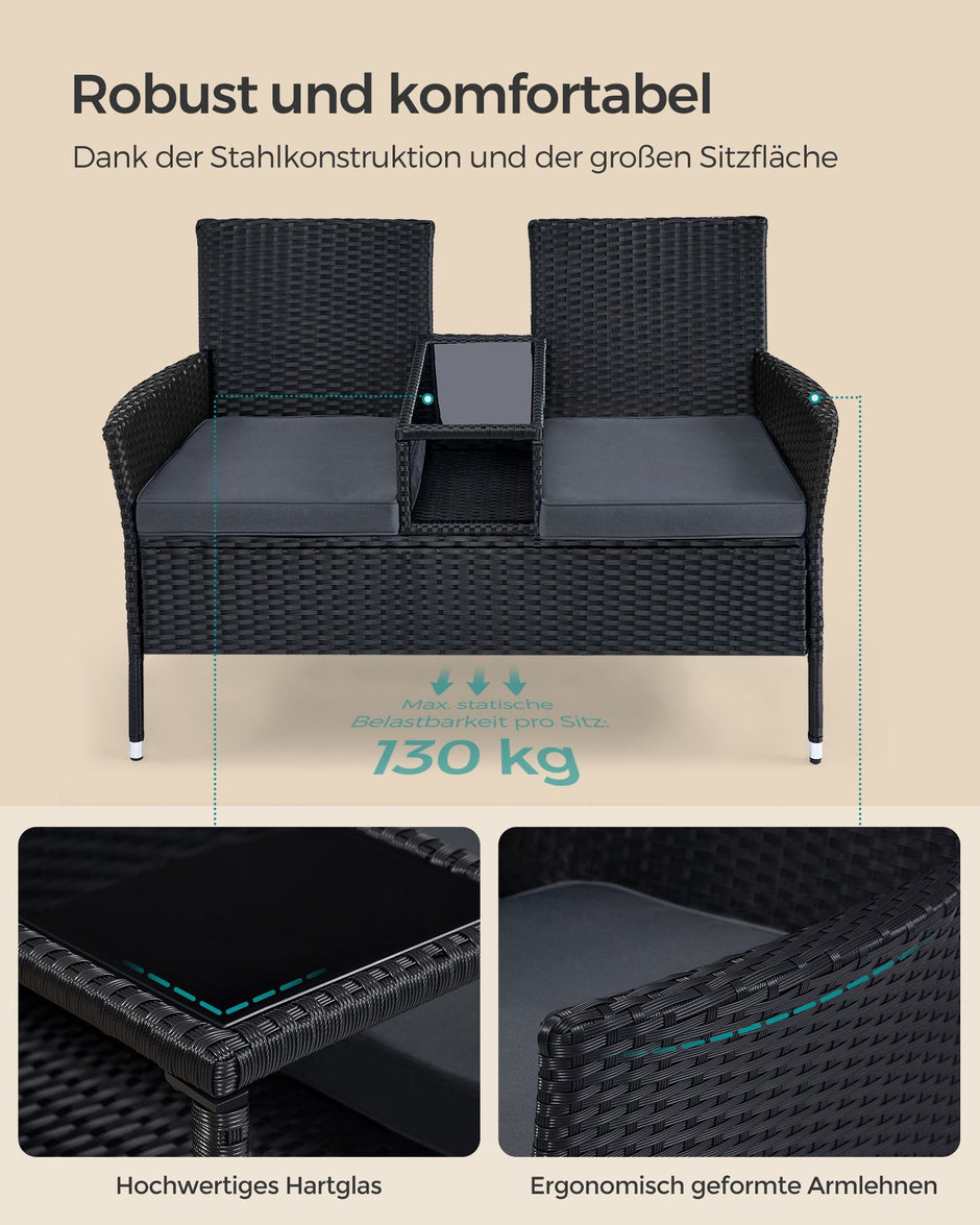 Balkonmeubel – weerbestendig – zwart-donkergrijs