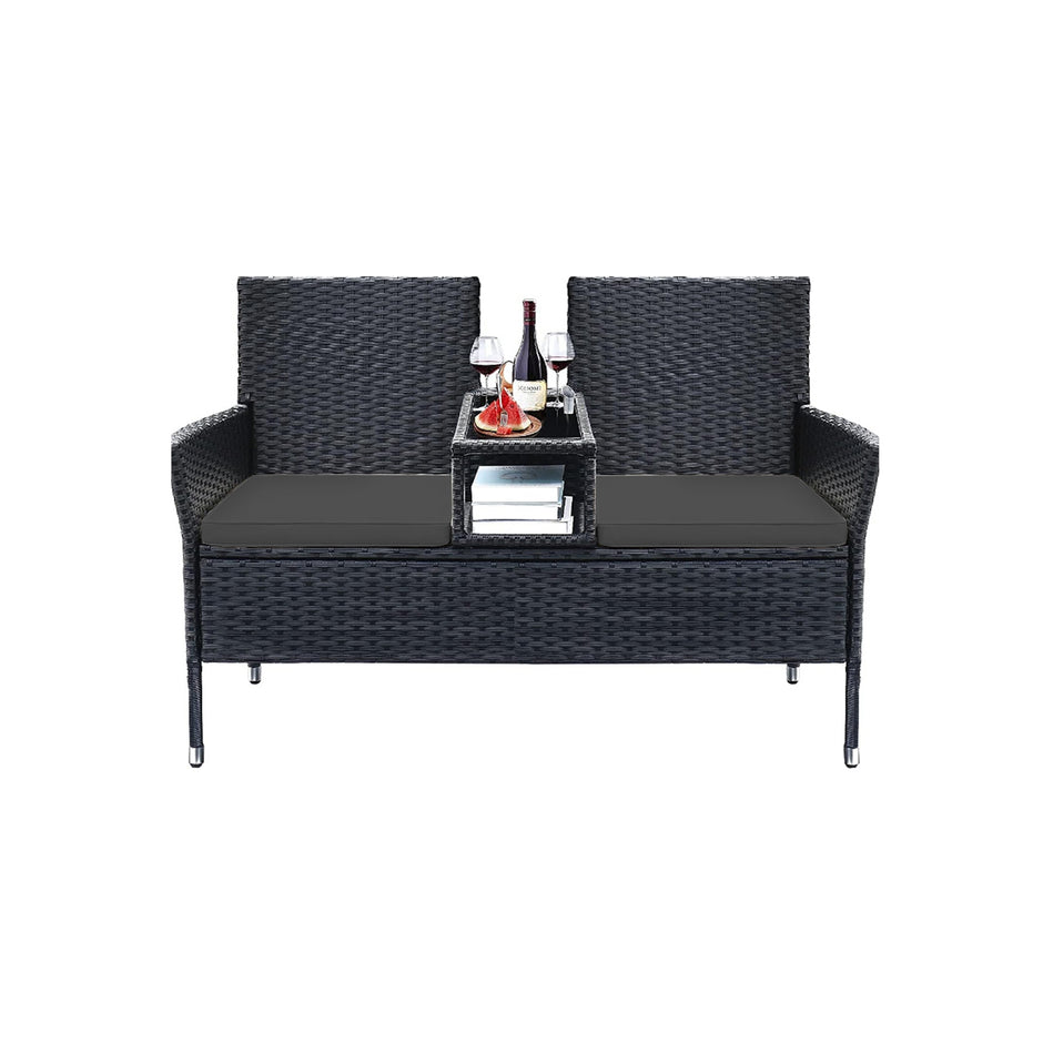 Balkonmeubel – weerbestendig – zwart-donkergrijs